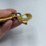 Vintage Gold Tone & Black Enamel Set Clip On Earrings Brooch Set Estate Jewelry Photo 7