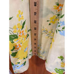 Vintage 1960s Smart Time Floral Housecoat Dress Yellow Blue Green Snap Front Size L Photo 7