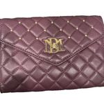 Badgley Mischka  Crossbody Bag Diamond Quilt Convertible Vegan Leather Plum Photo 0