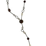 Boho Lariat Y Necklace Dark Bead Oval Links Long Statement Jewelry 19" Accessory Photo 0