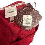 Knox Rose  Red Eyelet Collar Puff Sleeve Button Up Blouse Women Size L Photo 4