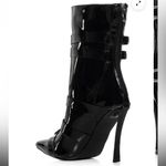 NWT Azalea Wang Chatty Buckle Detail Bootie In Black Black Patent Size 9 Photo 2