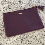 GiGi New York Womens Pebbled Leather Zip Rectangular Clutch Handbag Wine‎ Red Photo 2