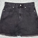 Madewell  Women’s Black Mini Jean Skirt Sz 27 Rigid Denim‎ A Line Fray Edge Photo 0