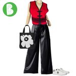 VINTAGE 1990'S BYER STUDIO RED & BLACK EMBROIDERED CROPPED VEST (8) Photo 1