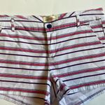 Wishful park  Women's Striped Jean Shorts - Red and Purple Photo 1