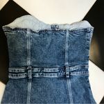 Jordache Strapless Denim Mini Dress Corset Bustier Button Front Sweetheart sz L Photo 10