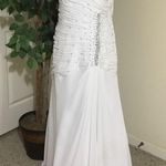 White Karishma Runched Wedding Formal Dress Prom Wedding Sparkly Sequins S Silver Photo 1