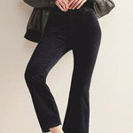 Free People Black In My Feelings Cropped Slim Velvet Flare Pants Photo 0