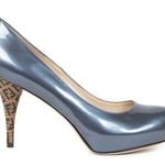 Fendi  Blue Patent Leather Logo Heel Platform Pumps - Size 36 Photo 0