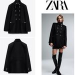 ZARA NWT  BUTTON WOOL BLEND COAT BLACK 75% Manteco Italian Wool Photo 1