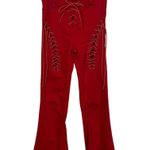 Edikted  Fire Engine Red Lace Up Flare Pants size XS Photo 0