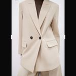 ZARA  Oversized Cream Double Breasted Blazer Jacket Small Photo 2