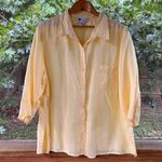Carole Little Women's Butter Yellow 100% Linen Button Front Top Size 3X Photo 0