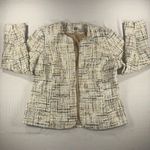 Anne Klein - Latte Lined Tweed Sequin Plaid Tulip Cut Slit Sleeve Blazer Size 12 Photo 6