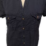 Teddi Rose Women's Tencel Shirt Dress Navy Blue Medium Button Down Short Sleeve Photo 3