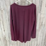 Chaser  Maroon Waffle Knit Thermal Long Sleeve Button Top Photo 3