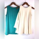 Diane Gilman  XS Teal and Cream Set of 2 Sleeveless Layered Blouses Photo 1