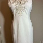 Pappagallo White Gold Embroidered Sleeveless Shift Dress One Size Size 6 Photo 0