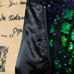 Allegra K Sequin Jacket Green Zip-Up Photo 4