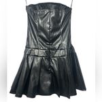 Black faux leather Strapless mini dress Pleated Hem Size XS Photo 3