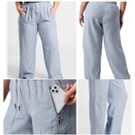 Athleta  Pants Women's 20 Blue Cabo 100% Linen Wide Leg Chambray Photo 1