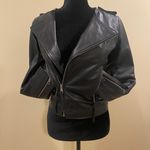 Genuine sheepskin leather jacket coat trench biker slim crop jacket motorcycle Black Size M Photo 11
