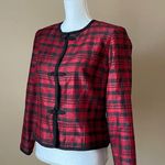 Maggy London MAGGIE LONDON | Buffalo Plaid Holiday Silk Blazer Sz 12P Photo 5