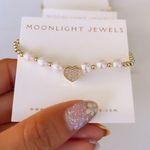 Boutique 18K Gold Plated Pave Heart Beaded Bracelet Photo 1