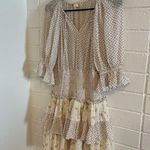 Bytimo boho mini dress in floral neutral with ruffles Tan Size M Photo 2
