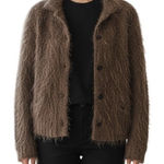 JAMIE SADOCK Vintage Brown Eyelash Fuzzy 80s 90s Toggle Button Cardigan Small Photo 0