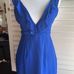 superdown Elegant Blue Ruffle Dress Photo 0