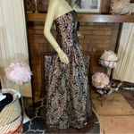 VINTAGE 1980'S VICTOR COSTA PINK, BLACK & GOLD METALLIC PRINT DRESS W/SHAWL (8) Pink Photo 4