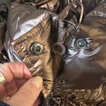 Noize Athena Chocolate Brown Metallic Cropped Puffer Jacket Cruelty Free Large Photo 7