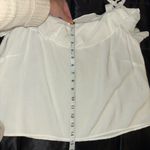 Daniel Cremieux White Ruffle Tie Shoulder Tank Top Size Large Photo 6