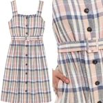 Gal Meets Glam  Peyton Linen Blend Plaid Dress Sz 0 Photo 1