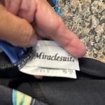 MiracleSuit  Oceanus Blue Black V-Neck Swimsuit Size 16 EUC #5675 Photo 7