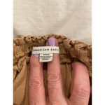 American Eagle Outfitters Puff Sleeve Linen Tie Neck Blouse Tan Women's Medium Photo 5