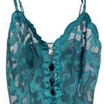 Victoria's Secret VTG  Gold Label Forest Green Lace Floral Teddy Bodysuit Small Photo 2