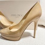 Jimmy Choo Cosmic Patent Leather Nude Platform Pumps sz 38.5 Photo 1