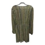 Sequin Cross Over Front Dress Green Striped Snap Closure Medium Holiday Party Photo 3