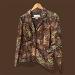 Victor Costa Beaded Blazer Size 12 Brown Green Floral Metallic Statement Jacket Photo 1