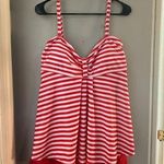 Red and White Striped Swim 2 Piece with Ruched Detail Size XL Photo 0
