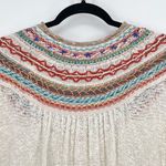 Free People  Embroidered Knit Tunic Top Cream Multi Color Bell Sleeve Boho Size S Photo 7