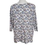 J.Jill  Geometric Floral Print Tee Size Large Petite Blue and Red Print Top Photo 1