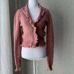 ZARA Pink Ruffle Trim Knit Cardigan Sweater Button Front Size Small Photo 1