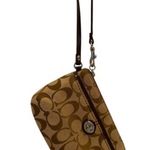 Coach  Jacquard Signature Brown Wristlet Photo 1