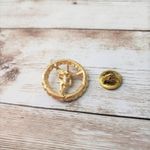 Pin / Brooch Gold Tone Cherub with Silver Glitter Halo Photo 2