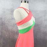 Vintage 70s Halter Maxi Dress Size Small Colorblock Disco Mod Summer Handmade Pink Photo 6