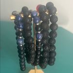 5 Piece Set Vibrant Crystal Lava Bead Charm Stretch Bracelets Collection Black Photo 4